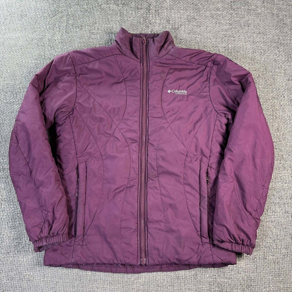 Columbia Titanium Puffer Jacket Women Small Purple Full Zip Interchange